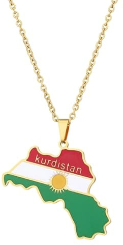 GleaMora Einfache Halskette Kurdistan Karte Anhänger für Männer Geometrischer Anhänger Personalisierter Jahrestag Trendiges Valentinstagsgeschenk