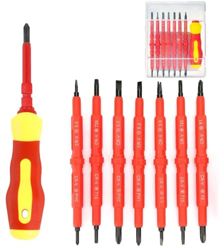 Schraubendreher, Isolierter Schraubendreher Set, Magnetic 7 in 1 Multifunktionales Elektriker Werkzeug, Elektriker Schraubendreher mit Rutschfeste Griffe, Screwdriver Set für Heimwerkerreparaturen