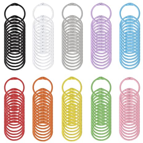 130Pcs Binder Rings 30mm/1.2 inch Metal Paper Rings Flashcard Rings, Book Rings for Home, Office(10 Colors)