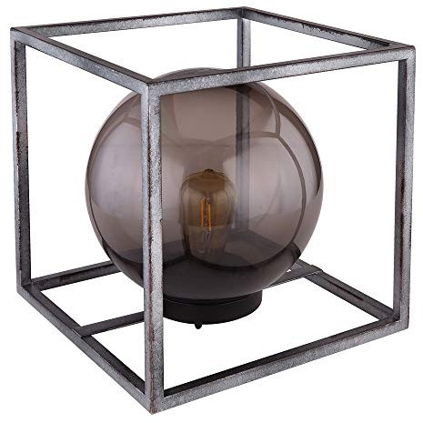 Solarleuchte Kugel Außenleuchte rauch Gartenleuchte Solarlampe, Würfel, nickel antik, LED warmweiß, LxBxH 30x30x30 cm