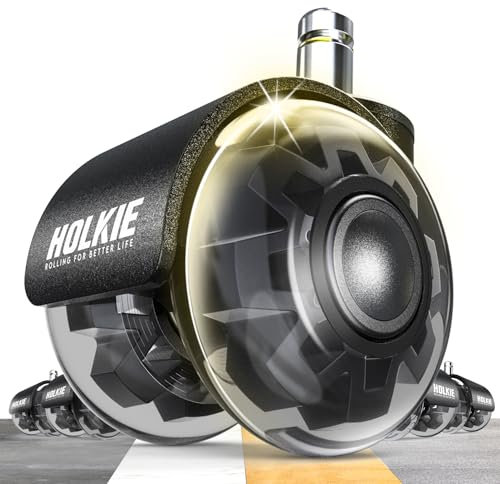 HOLKIE Roulettes de Chaise de Bureau 10x22 mm 1KEA ONLY - Roues en Caoutchouc Doubles Noires 2 Pouces - Lot de 5 Pour Sols en Bois Dur