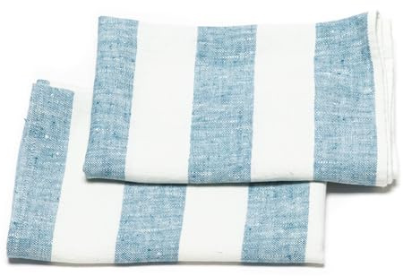 LinenMe Set mit 2 Geschirrtuch Leinen 100%, 46x65 cm Philippe - Leinentuch mit Aufhänger - Geschirrtücher & Küchentücher in Marineblau gestreift, Hergestellt in Litauen
