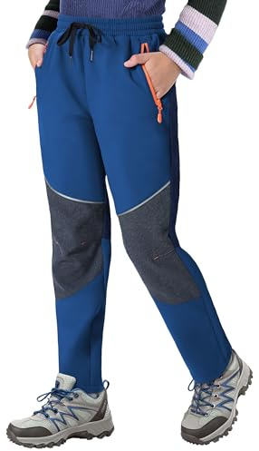 ANGEL CITIZ Pantalon Ski Enfant Softshell Doublé Thermique Imperméable Coupe Pantalon de Montagne Outdoor Randonnée Neige pour Garçons Filles