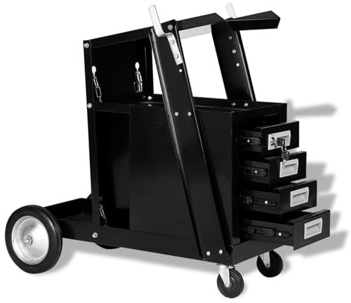 Homgoday Chariot de soudage avec 4 tiroirs Noir Armoire à outils Armoire à outils