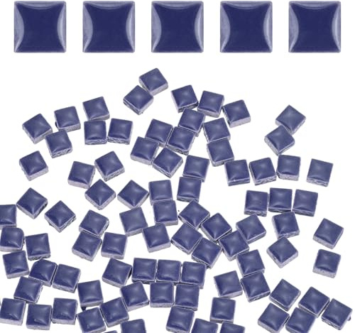 sourcing map Mosaic Tiles for Crafts 0.44 LB Square Glazed, 0.4x0.4 Inch Dark Blue Ceramic Mosaic Pieces Tile Bulk Supplies for DIY Picture,Handmade Jewelry Art Decoration Gifts