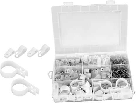 TOPPERFUN Cable Clamp Screw White Box Wire Holders for Cords for Rope Light Clips Outdoor and Cord Management