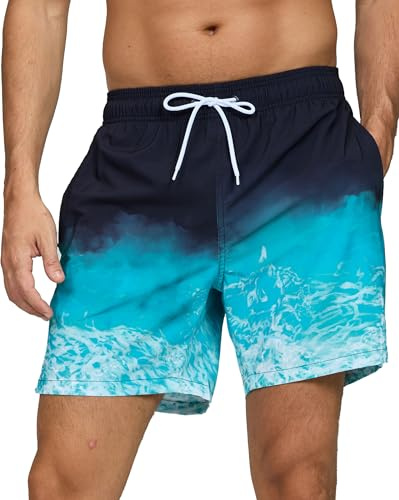 Decorie Baddräkt för män, snabbtorkande brädeshorts för män, strandshorts med nätfoder och fickor, Z1, M