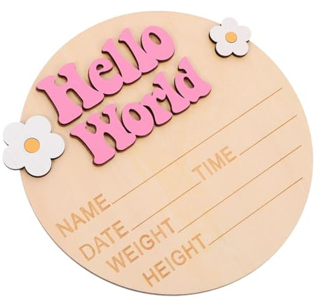 Geburtsanzeige Schild Namensschild für Neugeborene Rund | Foto Requisite für Babyfotografie, Glatte Oberfläche ohne Grate, Detailkarte zur Geburt