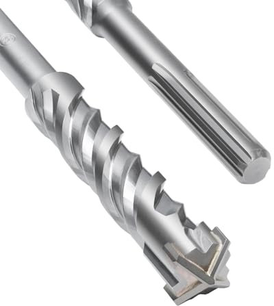 Punta SDS Max a doppia elica, con 4 taglienti in carburo di tungsteno, per trapano a percussione, ideale per calcestruzzo, pietra e pietra naturale, 32 x 600 mm