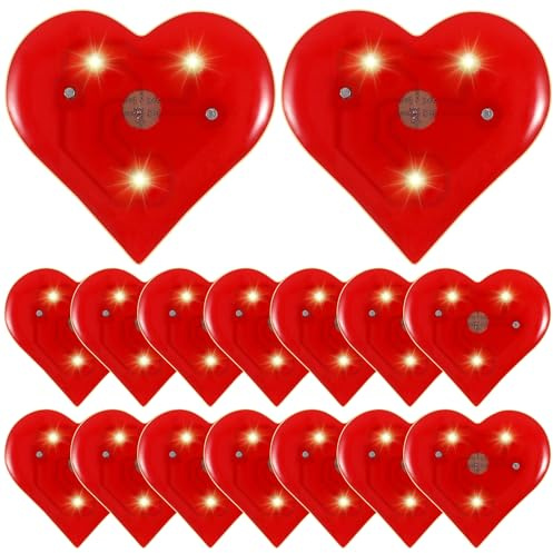 20 Stück Blinkende Herz Broschen Rot LED Anstecker Herzbroschen Leuchtend LED Herzen zum Anstecken Valentinstag - Leuchtende Herz Pins für Hochzeit, Jubiläum, Muttertag