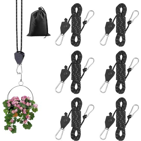 Reflektierend Abspannseile Seil, 6 Stück 4M 4MM Schwarz Einstellbare Seil mit Aufbewahrungstasche, Leichte Abspannleine Zeltschnur mit Spanner Einsteller zur Einstellung der Riemenscheibe