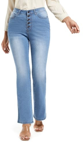MIRLCIMR Dam hög midja stretch klocka underdel byxor push up rumpa lyft smala colombianska jeans, Ljusblått, 40
