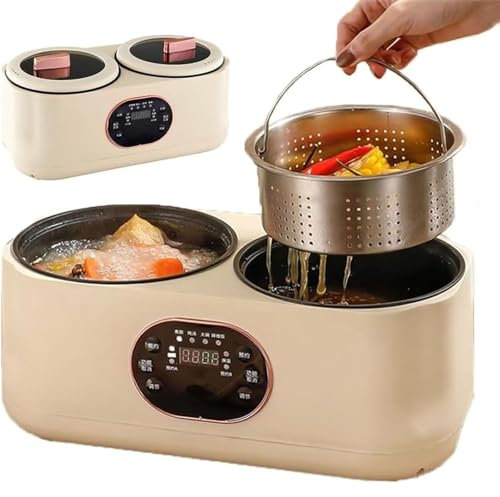 Cocina De Arroz Multifunción De 3.6l, Olla De Arroz con Ollas Dobles, Olla De Arroz De Bajo Azúcar Inteligente, Olla Caliente Eléctrica, 6 Menús Preestablecidos, Reserva Inteligente De 9 H
