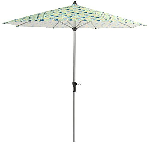 HUIBBGO Ombrellone da Spiaggia Portatile Rotondo per Esterni con Facile Sollevamento a manovella, ombrellone da Giardino Grande da 2,7 m/8,9 Piedi con palo, Protezione Solare e Impermeabile.