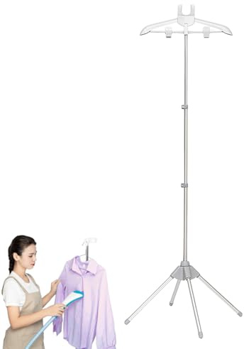 Supporto Da Stiro Verticale Telescopico,155cm Supporto Da Stiro Verticale,Grucce Per Ferro Da Stiros Vapore,Rotazione orizzontale di 360 gradi,Altezza Regolabile,Leggero e portatile