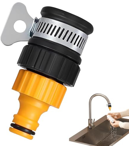 Universal Hose Tap Connector with Adjustable Stainless Steel Collar for 12-16mm Mixer, Garden, and Kitchen Taps - Easy Installation, Leak-Free Design