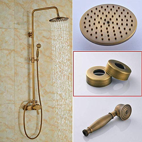 Antique Brass Shower System - Rainfall Shower Set with Handheld Shower, Single Handle Outdoor Mixer Tap, Durable Brass Construction, Luxury Bathroom Fixture