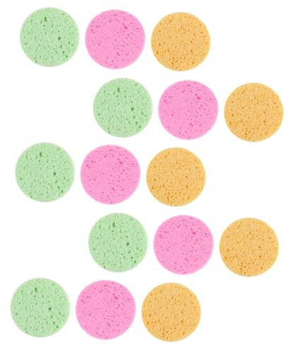 ARTSEWPLY Makeup Puff Rounded Face Cleaning Puff 15pcs 70mm Diameter 8mm Thickness Wooden Pulp Sponge for Cosmetics Makeup Remover Suitable for Daily Face Washing