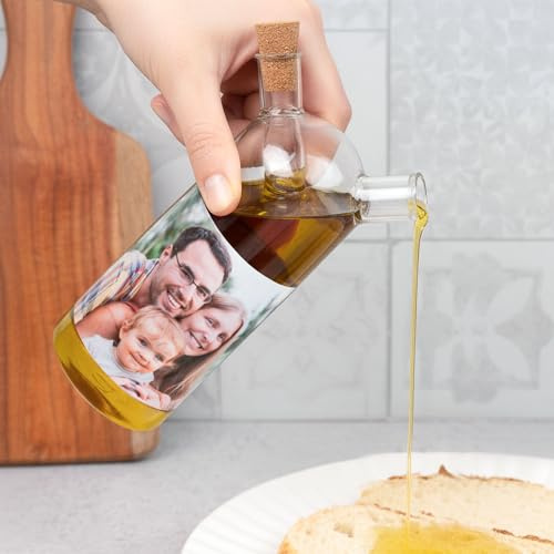 Wanapix | Aceitera y vinagrera en botella de cristal Personalizada | Botella 2 en 1 | Juego Dispensador de Vinagre y Aceite | 100% Personalizado