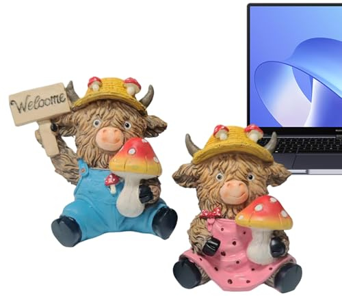 Gungtj Statue de vache – Décorations mignonnes en résine | Décoration d'animaux de la ferme – pour les vacances, les fêtes d'anniversaire, les bureaux, le jardin, la cour, l'entrée, le dortoir