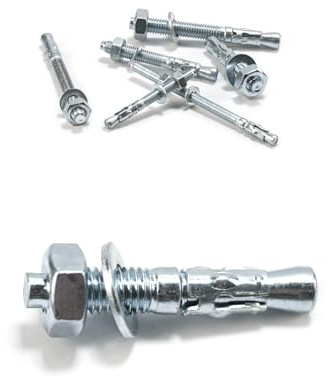 Set di 15 ancoraggi per bulloni M10, ancoraggi per calcestruzzo, tasselli per carichi pesanti, M10 x 60 mm, bulloni di ancoraggio per ringhiere, calcestruzzo, finestre, pietra, macchine, travi, dadi