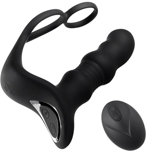 3 EN 1 Masseurs de Prostate sex toýs homme，vibromasseur avec Double Anneau Pénien App, Plug anal gode vibrateur avec 9×9 modes de poussée vibrant portabl, extenseur homme Télécommandé
