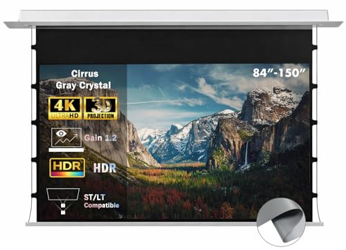 WUPRO Cirrus Pantalla de Proyección 100 Pulgadas, Empotrable Motorizada en Techo, Gray Crystal 4K y 3D Mejorado, Compatible con Proyectores ST/LT (No UST), Luz Tenue