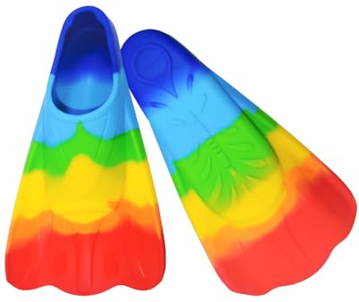 YuLiMirich Flossen Kinder, 100 % Silikon Schwimmflossen Kinder Meerjungfrau, Kurzflossen für Tauch- und Schwimmtraining, Bequeme Flossen für Jungen und Mädchen