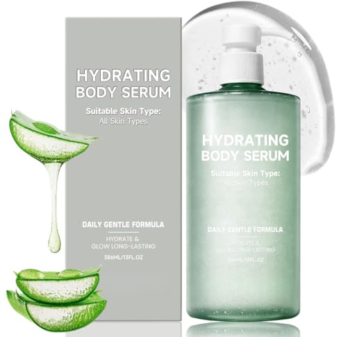 Aloe Vera After Sun Hyaluronic Acid Body Serum for Dry Skin, Aloe Vera Hyaluronic Acid Serum, Hyaluronic Acid Body Moisturiser for Women & Men, Fast Absorbing Non Greasy Body Hydrator, 386ml