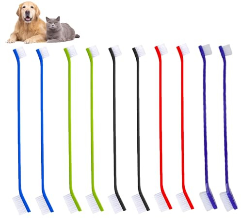10 Pack Dog Toothbrush, Double Ended Pet Teeth Cleaning Brush 22cm Oral Care Kit for Dogs Cats Plaque Removal Dental Care Tool Set for Small Medium Large Pets Daily Cleaning Use