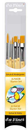 da Vinci, JUNIOR Synthetics, Serie 4218, Set, elastische Goldfarbene Synthetikfasern, Gouache, Tempera, Für Papier & Karton, Hobby, Schule, Made in Germany, Größe 1, 4, 5, 8, 12