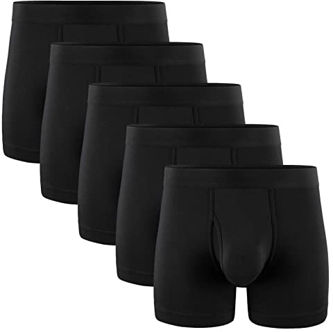 5Mayi Mens Underwear Boxer Briefs for Men Cotton Men's Boxer Briefs Black Pack of 5 L