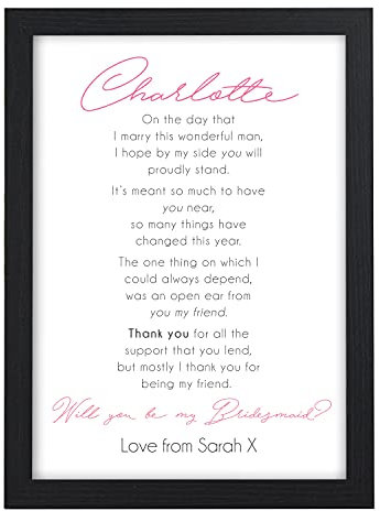 Will You Be my Maid of Honour, Bridesmaid, Flower Girl, Personalised Gifts for Sister Best Friends Niece Daughter - Will You Be Presents for Wedding Party Favours - Bridesmaid Proposal Gifts