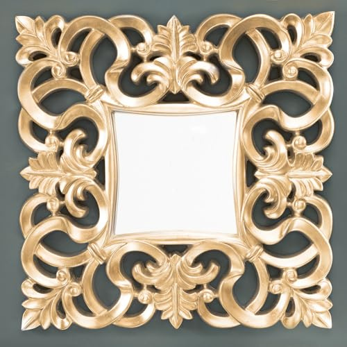 cagü romantischer Wandspiegel Florence Gold Antik in Barock-Design aus Kunststein 75cm x 75cm