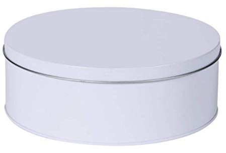 BZB PURE WHITE - Kitchen Tin/Caddy/Canister/Container - Plain White Metal - Tea/Coffee/Sugar/Cake/Biscuit/Foodstuff Storage (Round Tin 18 cm)