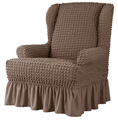 VanderHOME Sesselbezug Jacquard Stretch Ohrensessel Husse Spandex Antirutsch Sofaüberwurf Sessel-Überwürfe für Ohrensessel (Leichter Kaffee)