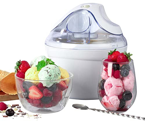 Progress EK4390P Electric Ice Cream Maker, Reusable Homemade Gelato Machine, Compact Sorbet and Frozen Yoghurt Maker, 1.4 L Freezing Bowl, Frozen Desserts in 15-25 Minutes, Transparent Viewing Window