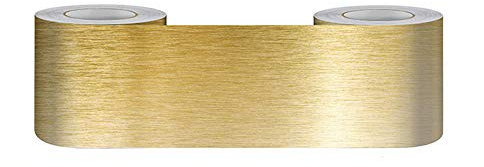 Tapetenbordüre selbstklebend zum Aufkleben für Wohnzimmer Küche Badezimmer Abnehmbare Wasserdicht Bodenleiste PVC Dekorative Bordüre Gold gebürstet 12cm X 500cm