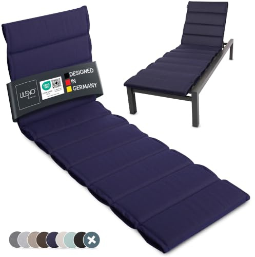 LILENO HOME Sonnenliege Auflage als [1er Set - Rollliege] in Dunkelblau | Gartenliegen Auflage perfekt für Strandliege - Polster Auflage für Gartenliege (200x60x4,5cm)