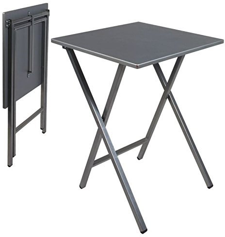 D'CASA - Tavolo quadrato pieghevole grigio portatile multifunzione 48 x 48 x 65 cm (grigio)