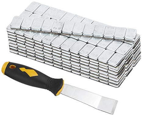 Fydun Equilibrado de Neumáticos con Adhesivo, 25 Tiras 60 G/2,12 Onzas Bloques de Equilibrio Adhesivos para Cubos de Ruedas Equilibrador de Equilibrio de Peso de Neumáticos (5g*25 + Pala)