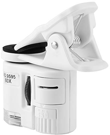 Ejoyous Obiettivo della Fotocamera del Telefono, Lente d'Ingrandimento 60X LED Luce UV Mini Microscopio Tascabile per Telefono, Microscopio Professionale per Clip per Telefono Cellulare