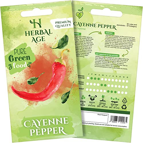 HERBAL AGE Grow Your Own Kits, Cayenne Pepper Vegetable Seeds for Planting UK, 40 Plants Heirloom Seed Box, Plant Seeds Indoor & Outdoor UK, Garden Gifts for Women, Man, Kids, Salad and Vegs Lovers