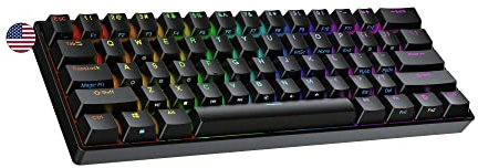 Ranked S60 Supernova Mechanische 60 Prozent Tastatur | Hotswap Gaming Keyboard | 61 Tasten mit RGB Beleuchtung | PC/Mac Gamer | US American Layout (Schwarz, Gateron Optical Speed Yellow)