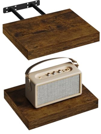 WOLTU Wandregal,Schweberegal Vintage Braun,30x22.9x3.8cm,MDF 2er | Wandregal Wandboard Bücherregal Regale für Deko für Büro, Wohnzimmer, Schlafzimmer, Küche