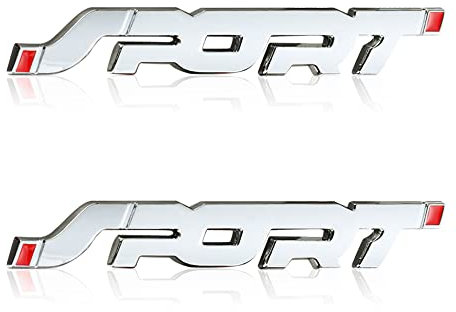 2Pcs Alloy Sport Auto Emblem, 3D Metall Sport Premium Auto Seite Kotflügel Hinten Kofferraum Emblem Abzeichen Aufkleber (Silver)