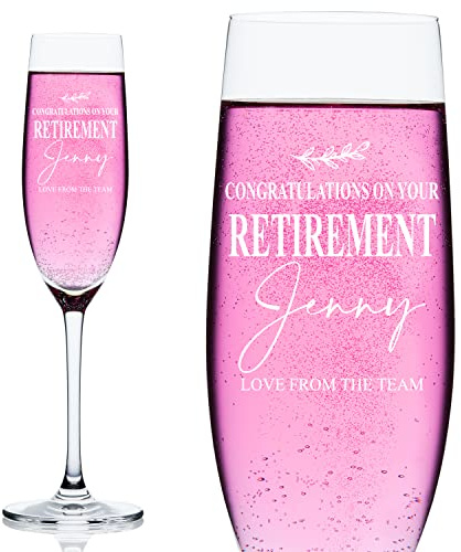 Personalised Retirement Champagne Flute Prosecco Glass Gift