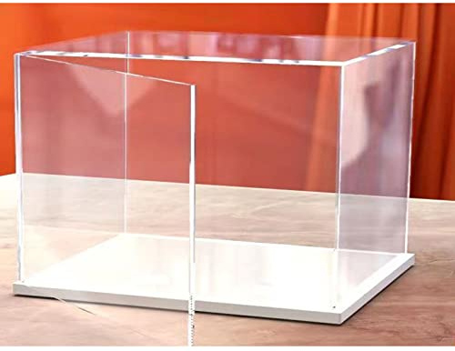 MEEC Aufklappbare Vitrine aus Durchsichtigem Acryl Zum Zusammenbauen der Thekenbox Mit Weißem Boden für Display-Durchsichtige Vitrine, Staubdichte Vitrine für Actionfiguren, Spielzeug (40x30x25CM)