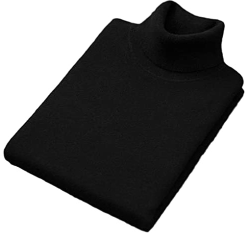 Suvoiier - Maglione da uomo in cashmere e cotone, a collo alto, pullover, invernale, con scollo alto, jersey, in maglia fine, Nero , M