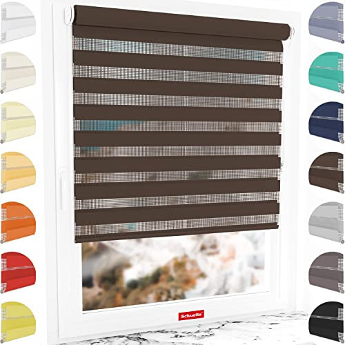 Schuette® Rollo ohne Bohren & mit Bohren 2in1 ● Tag & Nacht Doppelrollo Kollektion: Dark Cocoa (Braun) ● 80 x 130 cm (Breite x Höhe) ● Suprafix Klemmrollo = Klemmfix 2.0 ● 60s Montage mit Video